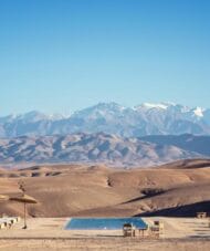 Agafay Desert adventure with camel ride and Atlas Mountain views near Marrakech
