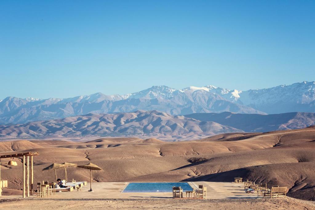 Agafay Desert adventure with camel ride and Atlas Mountain views near Marrakech